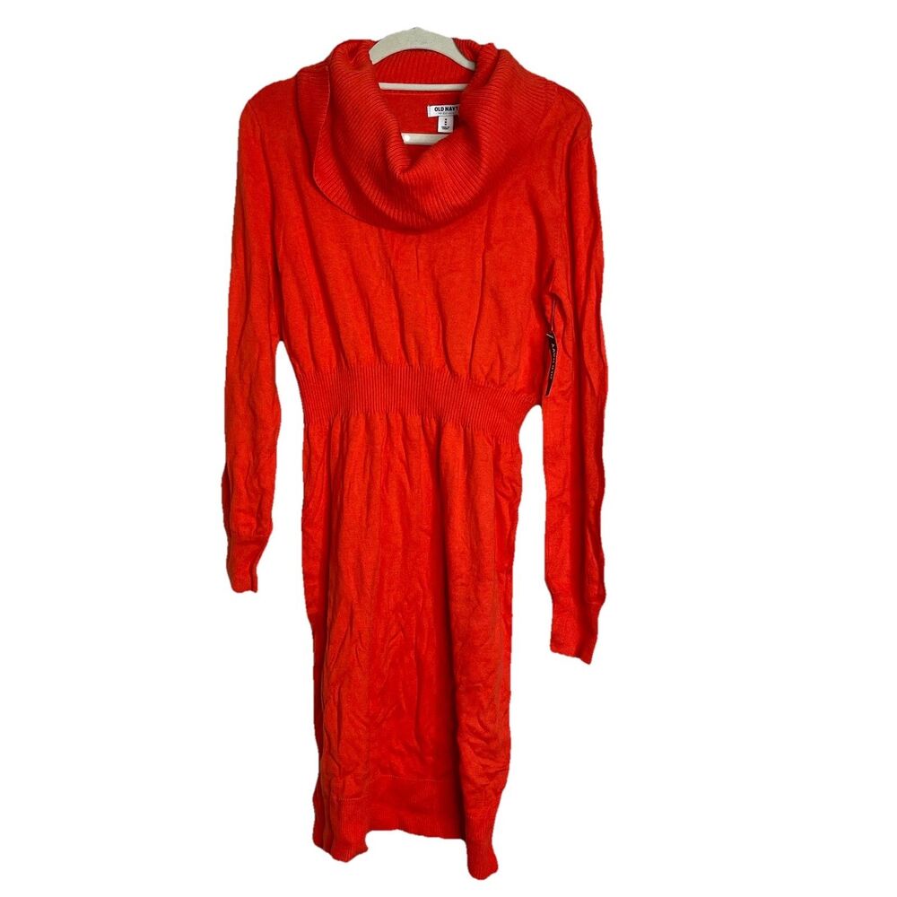 Old Navy Womens Orange Long Sleeve Cowl Neck Sweater Career Dress Medium NEW